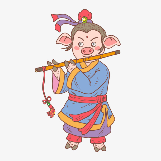 彩绘小猪猪年免抠