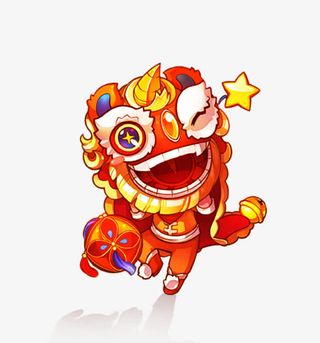 红色中国风新年舞狮PNG免抠