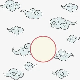 手绘祥云花纹免抠