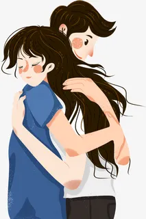 唯美七夕拥抱情侣人物插画免抠 唯美七夕拥抱情侣人物插画免抠