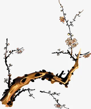 手绘黄色艺术梅花免抠