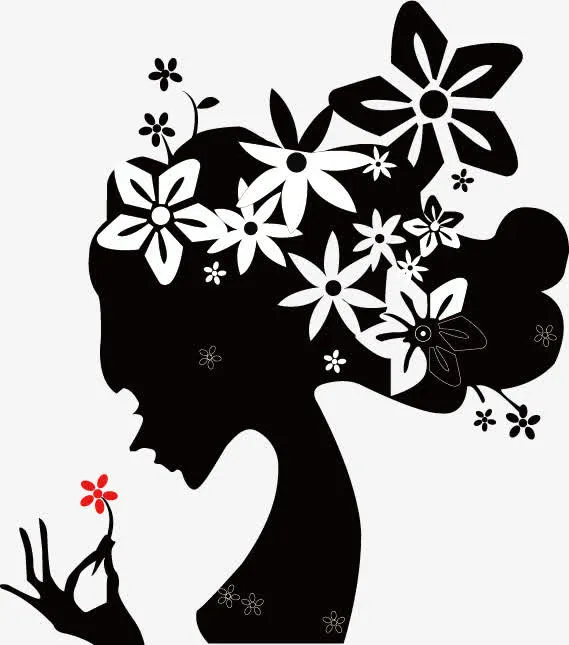 美女头像剪影免抠