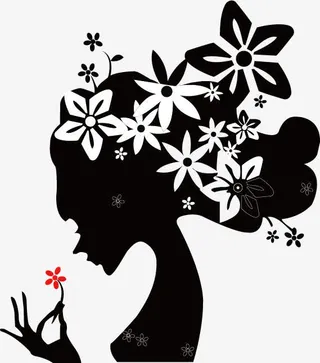 美女头像剪影免抠