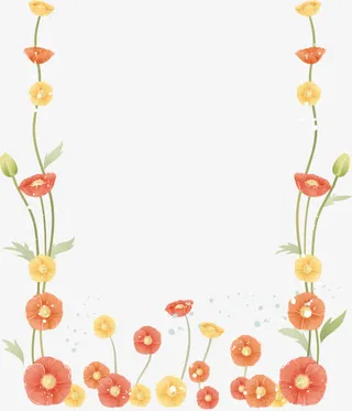 红色花朵边框免抠