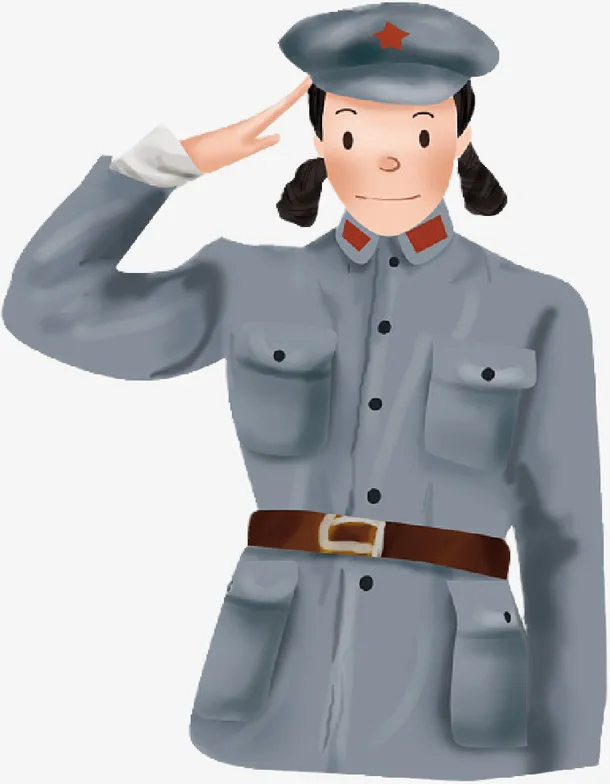 敬礼的八路军人免抠