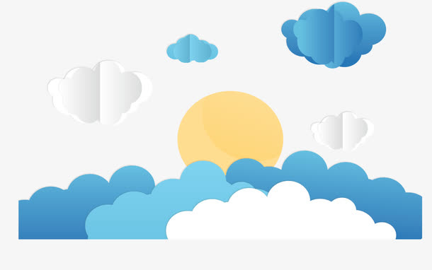 折纸效果云朵太阳免抠