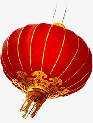 红色花纹新年灯笼装饰免抠