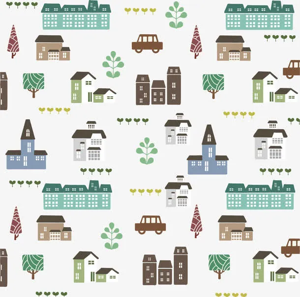 矢量手绘房屋背景