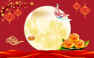 八月十五中秋节月饼促销展板高清