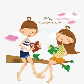 在树枝上坐着看书的同学免抠