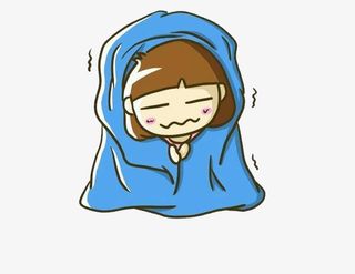 用棉被应对寒冬的小女孩装饰PNG免抠