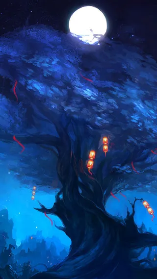 奇幻夜晚H5背景高清