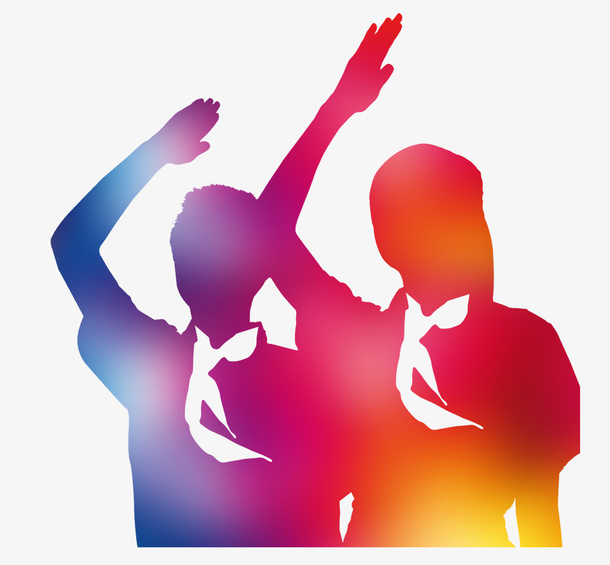 中国少先队彩色剪影免抠图免抠