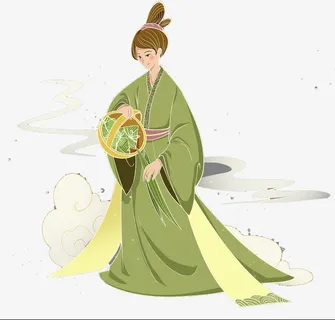 国潮中国风美女包粽子免抠