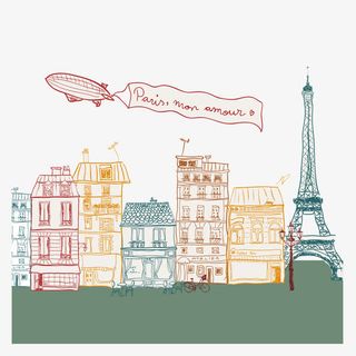 手绘城市风光插画免抠