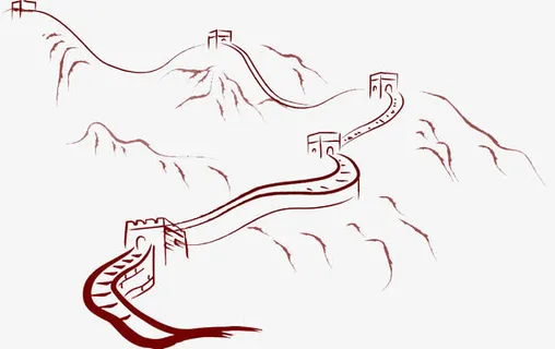 手绘简笔长城免抠