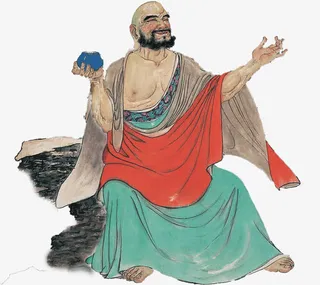 水墨画老人免抠