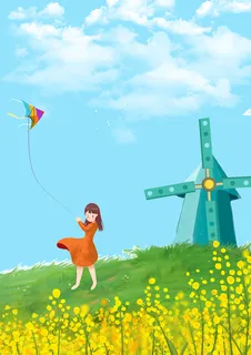 春分，春游，放风筝，高清