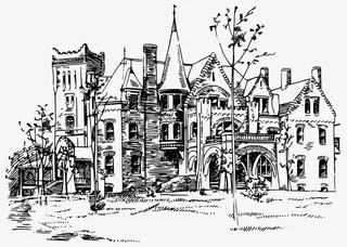 手绘城堡素材矢量免抠