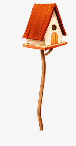 可爱卡通春天树屋美景免抠