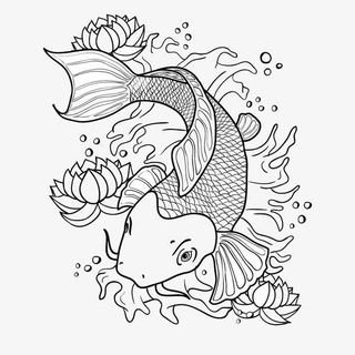 矢量黑色鲤鱼免抠