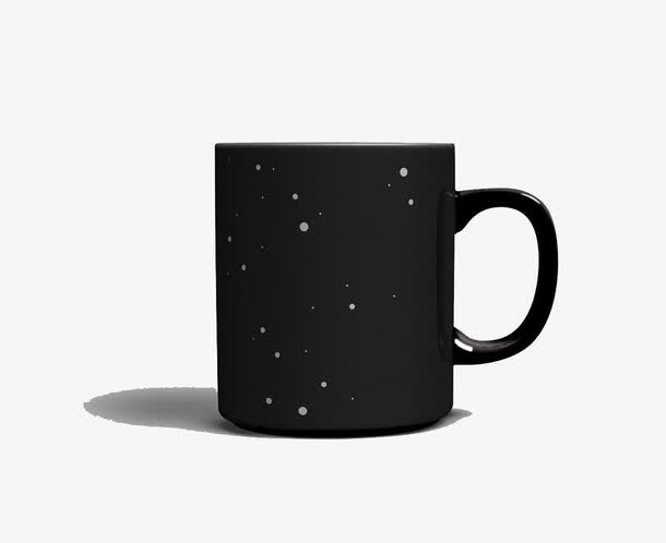 星空黑色马克杯产品实物免抠图免抠