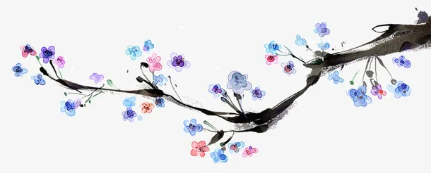 油墨长的树枝免抠