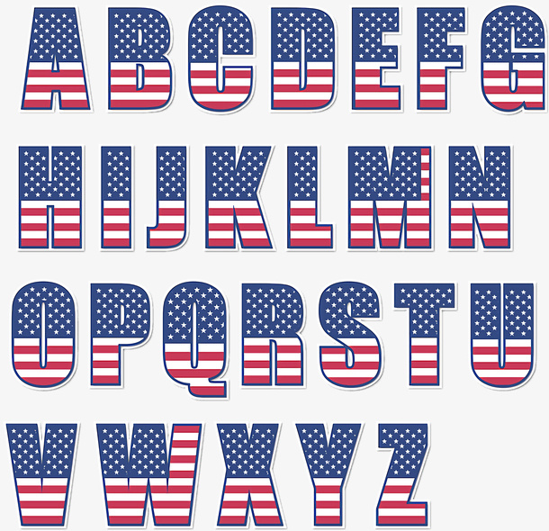 美国国旗字母设计免抠