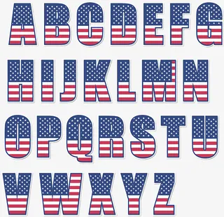 美国国旗字母设计免抠