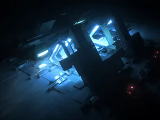 蓝色灯光科技工作室免抠