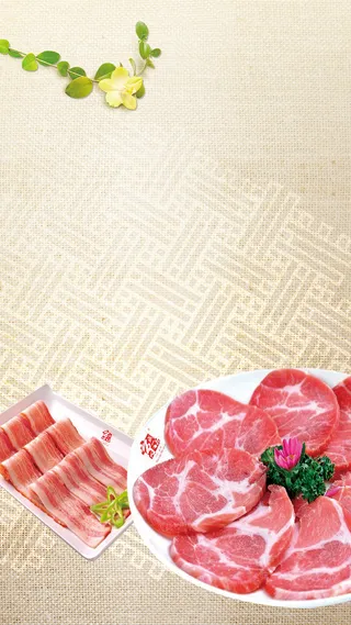 肉食菜谱黄色底纹背景高清