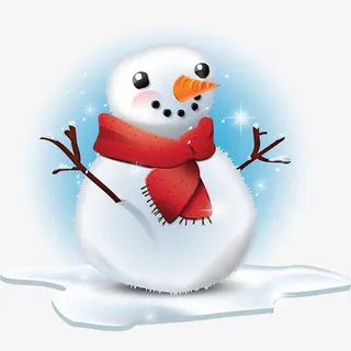 圣诞节雪人蓝光晕免抠