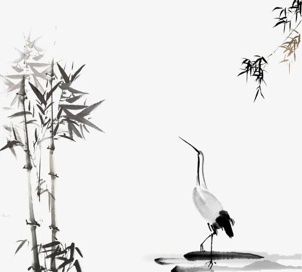 中国风水墨画墙绘免抠