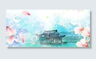 春天清新浪漫蓝色海报背景高清