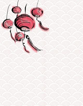 矢量水彩灯笼中国风背景素材高清