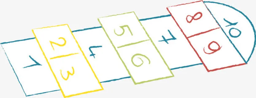 彩色手绘游戏跳格子免抠