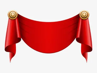 红色丝质绶带免抠