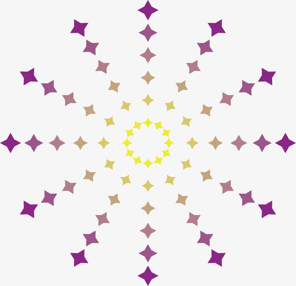 紫色四角星射线免抠