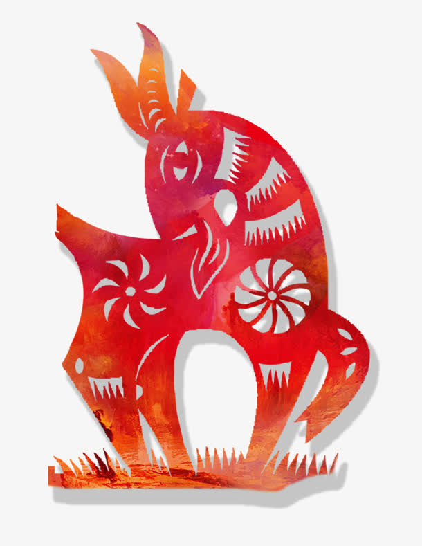 彩色光效中国风剪纸免抠
