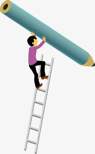 卡通小人爬梯素材免抠