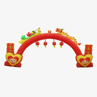 2017年红色中国风婚庆拱门免抠