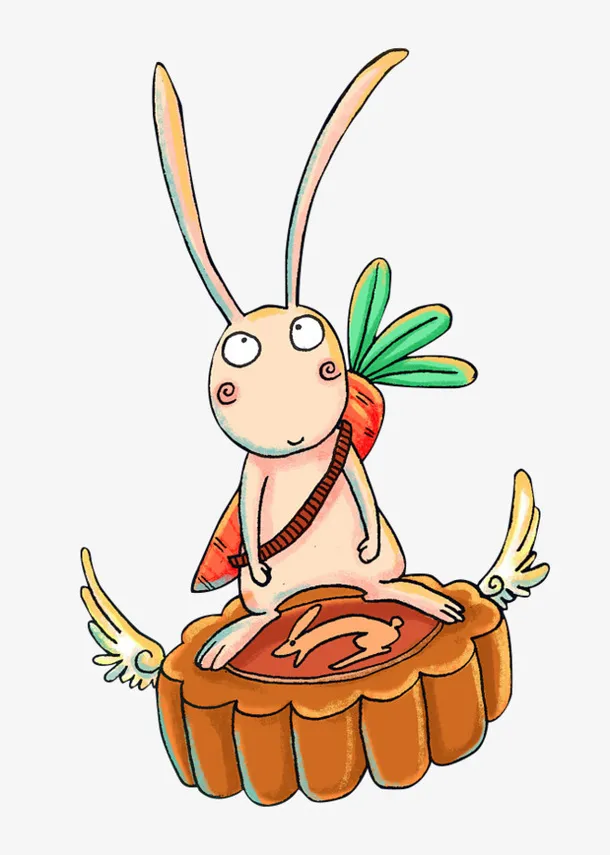 卡通玉兔月饼图免抠