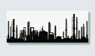 工厂管道剪影免抠