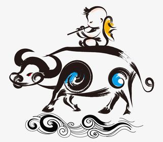 国潮牛年水墨免抠