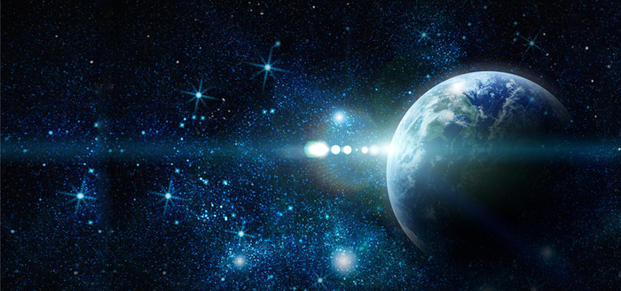 蓝色星光星球海报高清