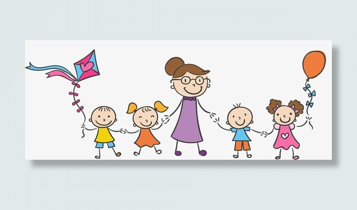 教育老师小朋友手拉手免抠