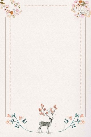 清新小鹿手绘插画简约边框背景高清