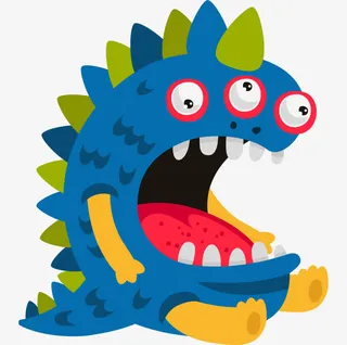 卡通怪兽英文字母C免抠