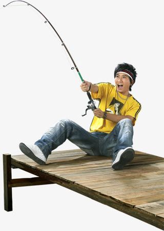 休闲垂钓人物度假免抠