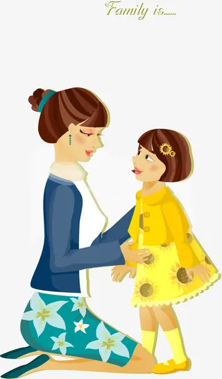 卡通母女矢量素材免抠